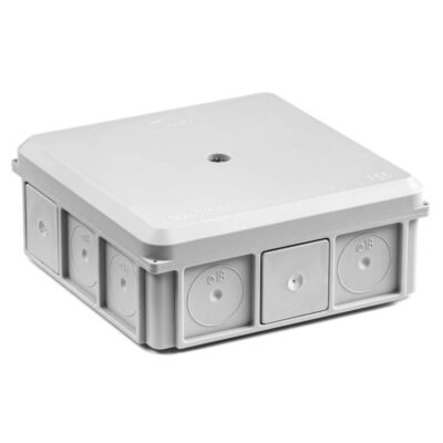 Puszka naścienna 90x37x90mm IP55 z dławnicami z 1 wkrętem bezhalogenowa szara NSW90x90 35418702