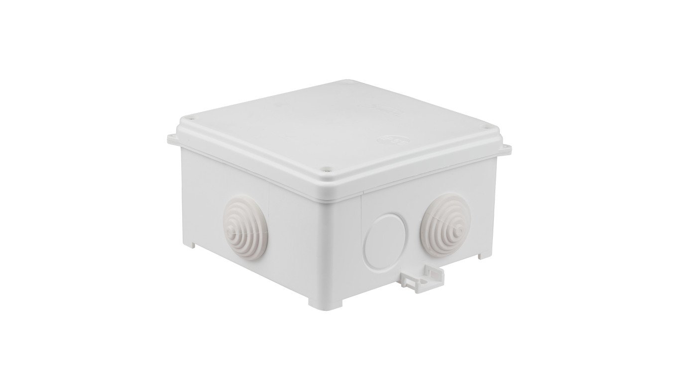 Puszka naścienna hermetyczna pusta 118x118x68mm IP55 samogasnąca bezhalogenowa odporna na UV biała N110x110 35130206