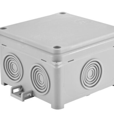 Puszka naścienna hermetyczna pusta 88x88x58mm IP54 z dławnicami zintegrowanymi bezhalogenowa szara N80x80F 35210002 /36szt./