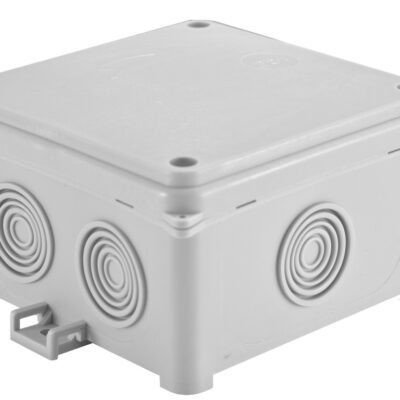 Puszka naścienna hermetyczna pusta 98x98x60mm IP54 z dławnicami zintegrowanymi bezhalogenowa szara N90x90F 35220002