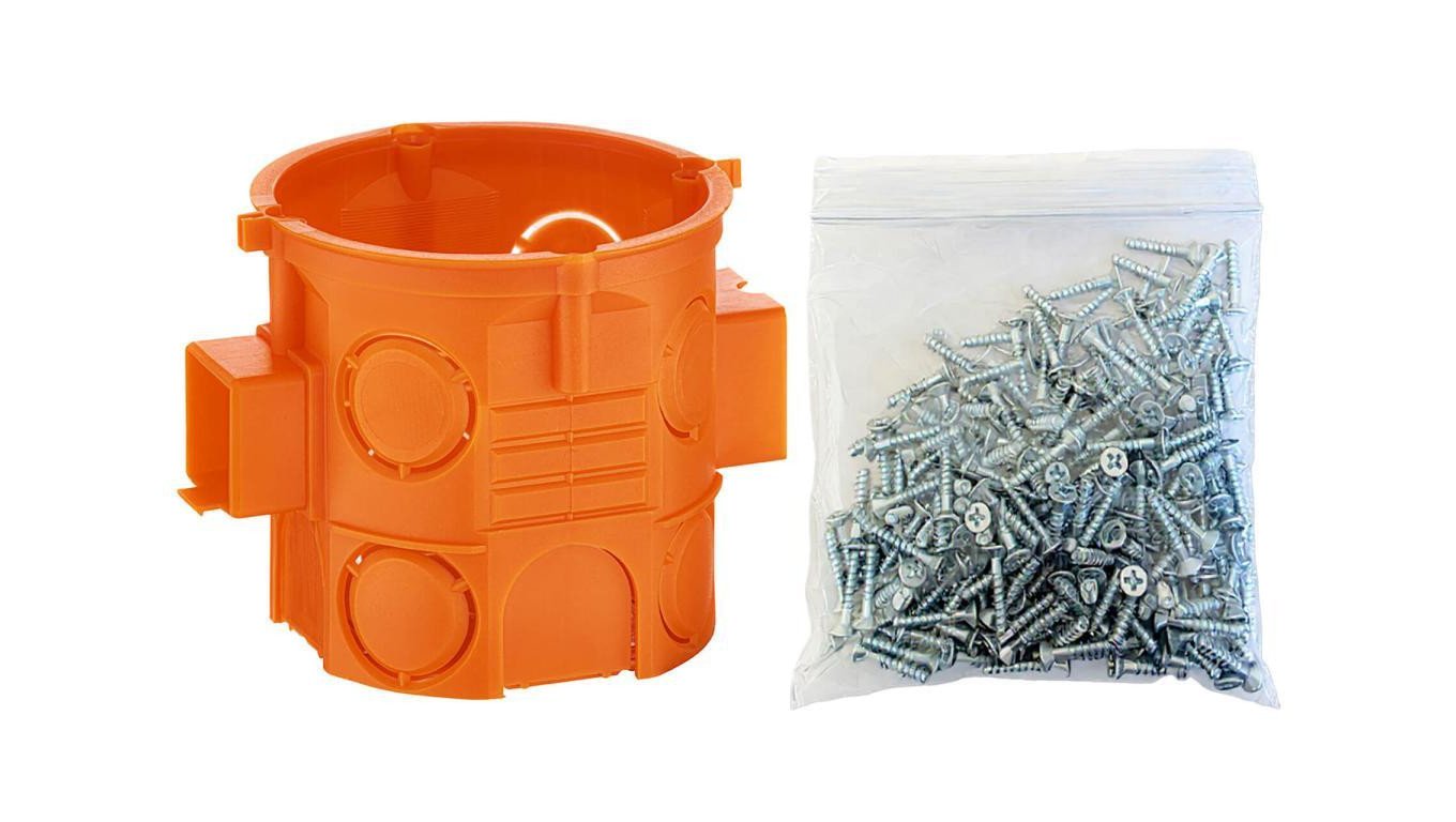 Puszka podtynkowa 60mm głęboka z wkrętami (w woreczku) szeregowa bezhalogenowa pomarańczowa S60DFWw 33079008 /110szt./