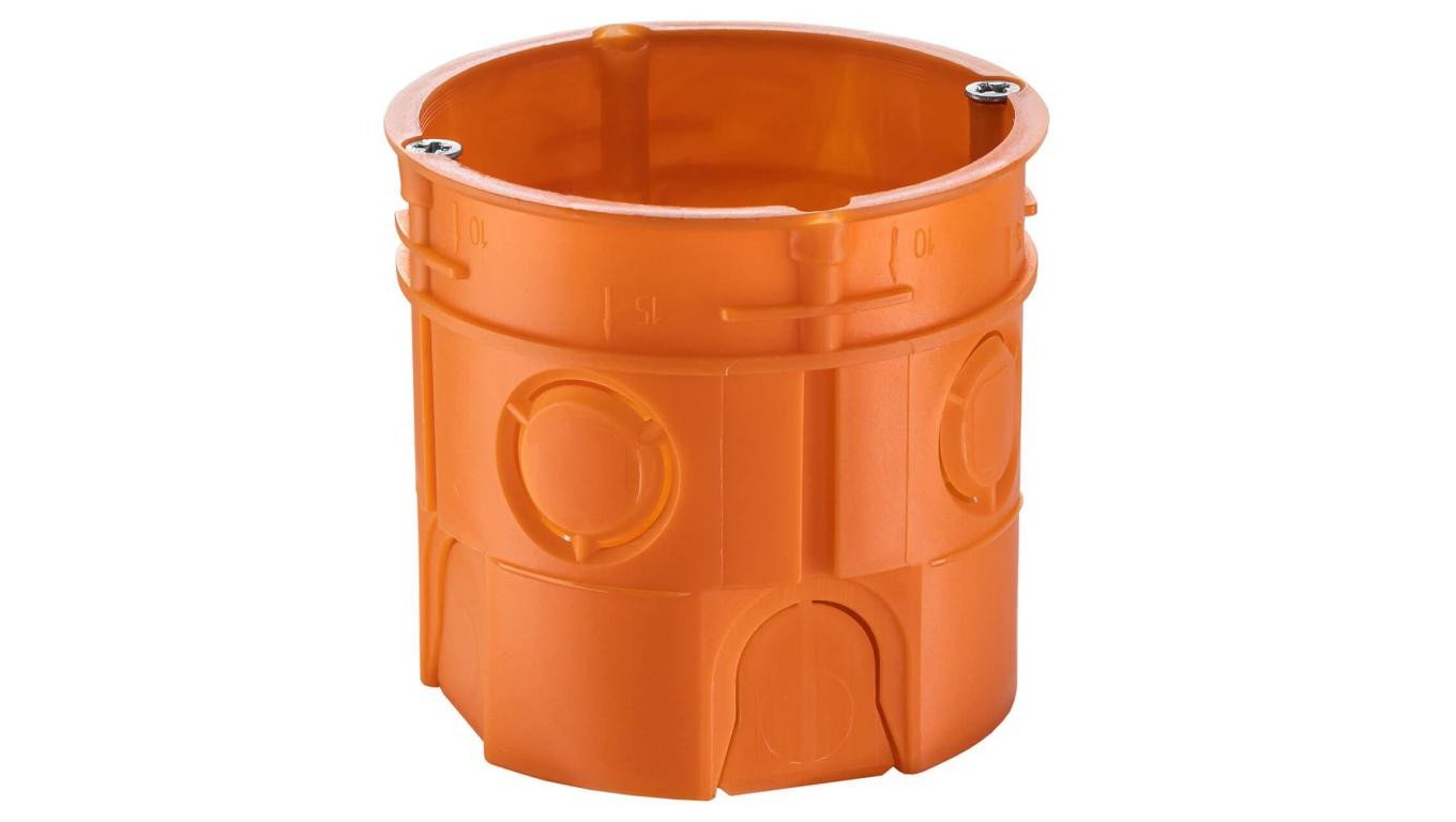 Puszka podtynkowa 60mm głęboka z wkrętami bezhalogenowa pomarańczowa Z60DFw 33035008 /50szt./