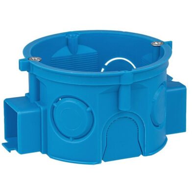 Puszka podtynkowa 60mm płytka z wkrętami szeregowa samogasnąca bezhalogenowa niebieska S60Kw 34068203