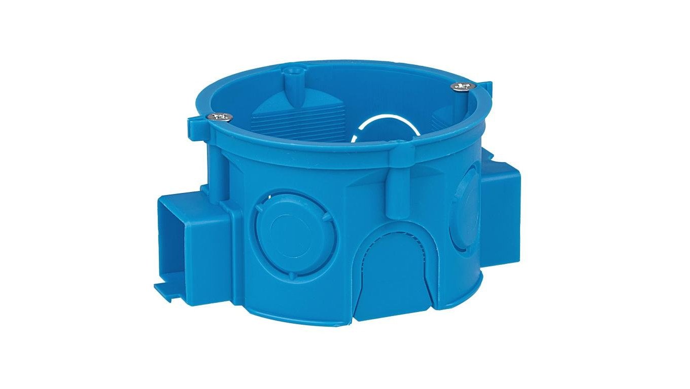 Puszka podtynkowa 60mm płytka z wkrętami szeregowa samogasnąca bezhalogenowa niebieska S60Kw 34068203