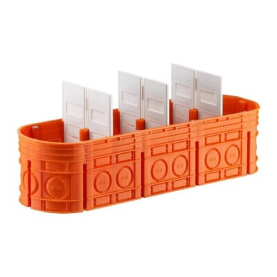 Puszka podtynkowa czteropolowa 4x60mm głęboka bezhalogenowa pomarańczowa Multiwall M4x60F 33170008