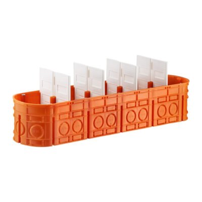 Puszka podtynkowa pięciopolowa 5x60mm głęboka bezhalogenowa pomarańczowa Multiwall M5x60F 33172008