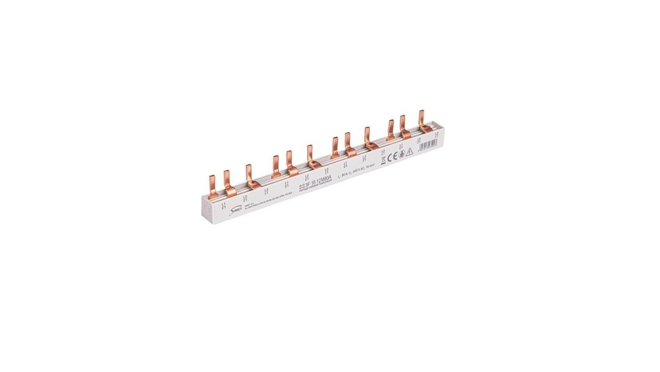 Szyna prądowa łączeniowa - sztyftowa 3-fazowa 80A 12 modułów 16 mm 81998006