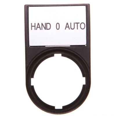 Tabliczka opisowa HAND-0-AUTO 50x30mm czarna 22mm prostokątna M22S-ST-D12 216493