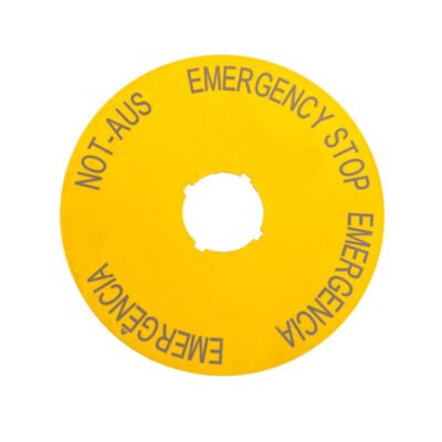 Tabliczka opisowa żółta okrągła EMERGENCY STOP (4 języki) M22-XAK2 216466