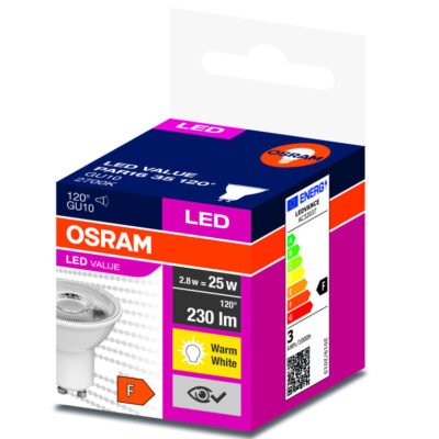 Żarówka LED VALUE 25 GU10 2,8W 230lm 2700K 827 (120 stopni) 4058075198944