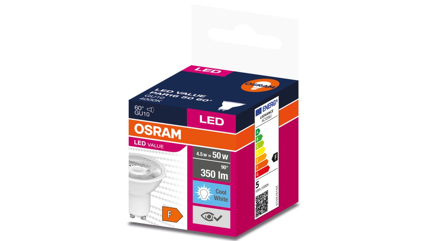 Żarówka LED VALUE 50 GU10 4,5W 350lm 4000K 840 (60 stopni) 4058075599116