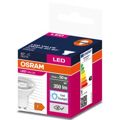 Żarówka LED VALUE 50 GU10 4,5W 350lm 6500K 865 (60 stopni) 4058075599239
