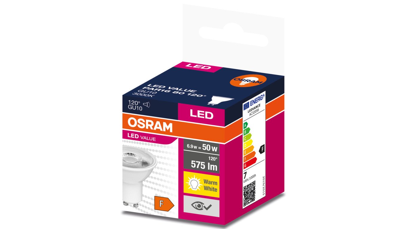 Żarówka LED VALUE 80 GU10 6,9W 575lm 3000K 830 (120 stopni) 4058075598768