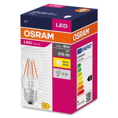 Żarówka LED VALUE CLASSIC A 40 E27 4W 470lm 2700K 827 FIL non-dim 4058075439856