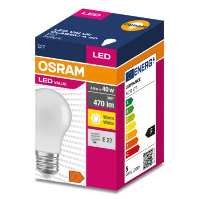 Żarówka LED VALUE CLASSIC A 40 E27 4,9W 470lm 3000K 830 FR non-dim 4058075628823