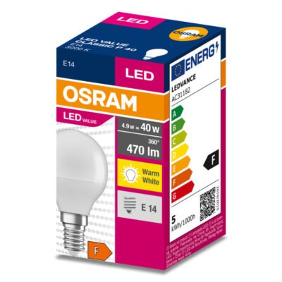 Żarówka LED VALUE CLASSIC P 40 E14 4,9W 470lm 3000K 830 FR non-dim 4058075630376