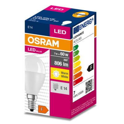 Żarówka LED VALUE CLASSIC P 60 E14 7,5W 806lm 3000K 830 FR non-dim 4058075630390