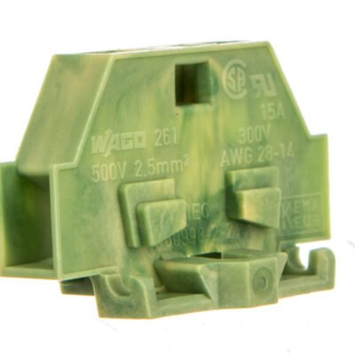 Złączka 2-przewodowa 2,5mm2 żółto-zielona z mocowaniem śrubowym 261-307 /50szt./
