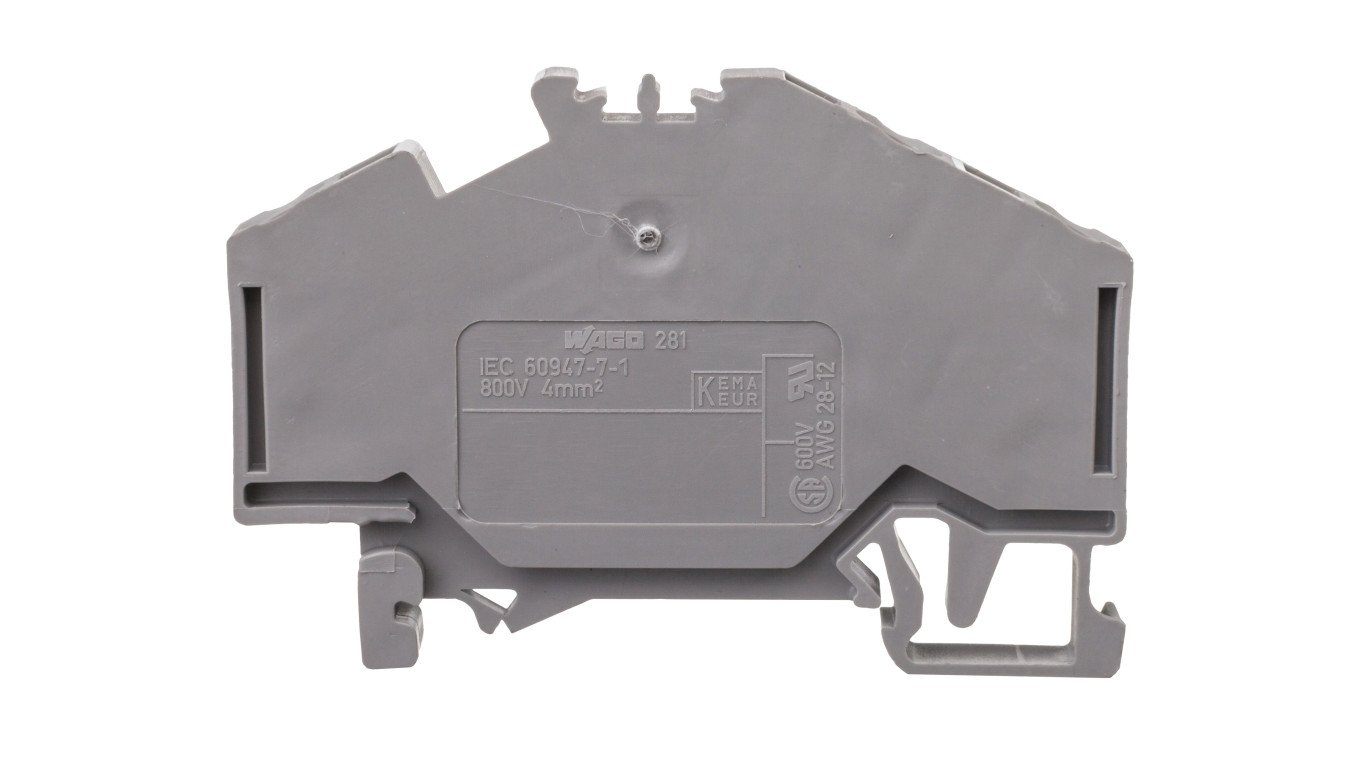 Złączka szynowa 3-przewodowa 4mm2 szara 281-631 /100szt./
