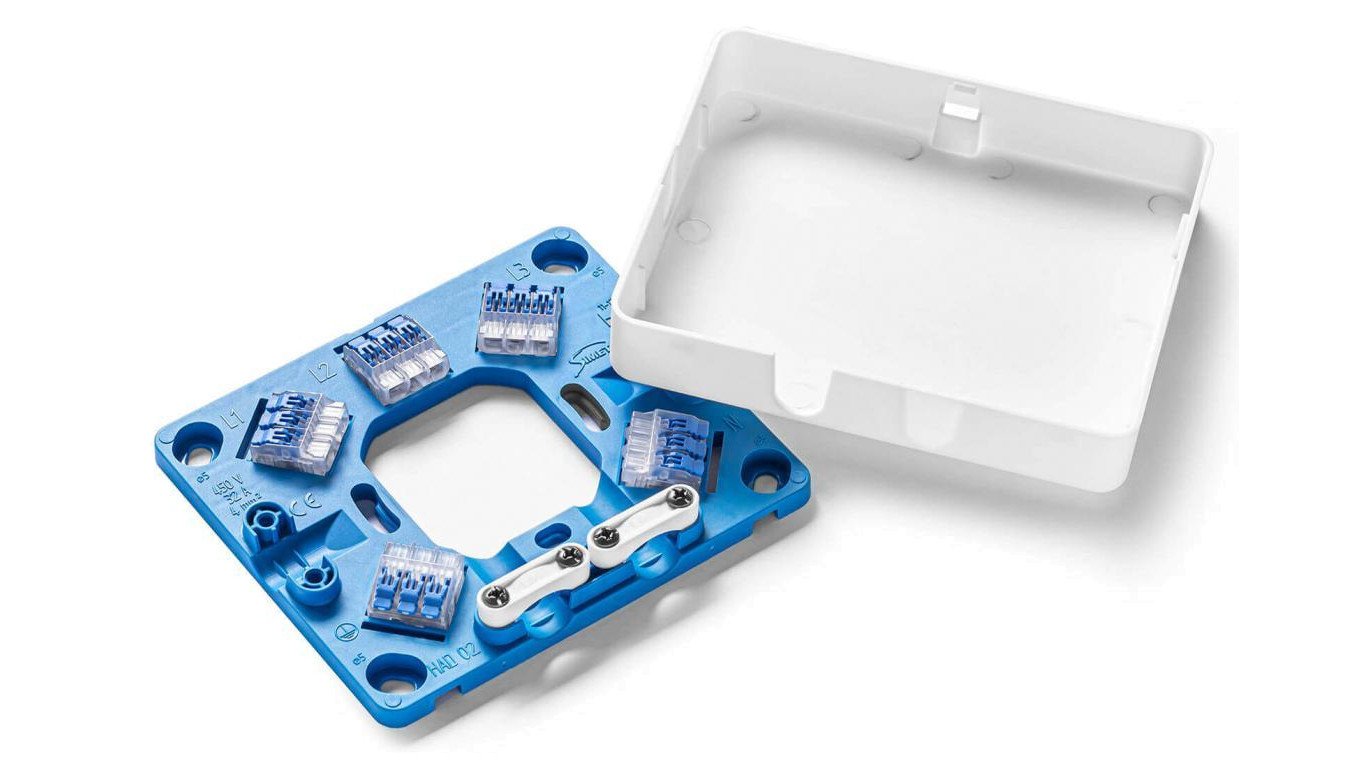 Puszka do podłączeń AGD do kuchenek 128x110x22mm 5 szybkozłączek 4mm bezhalogenowa biała HAD02 35444206