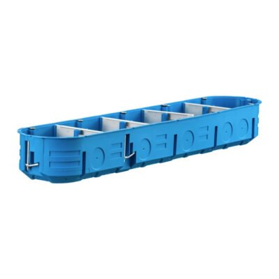 Puszka do pustych ścian regips pięciopolowa 5x60mm płytka samogasnąca bezhalogenowa niebieska Multibox P5x60K 32328203