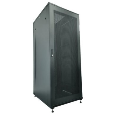 Szafa serwerowa rack 19 cali 42U 800x1000, drzwi stalowe perforowane, kolor czarny FLAT PACK