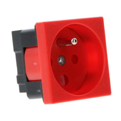 Gniazdo elektryczne 45x45 z kluczem, czerwone - 2P+Z PZ01