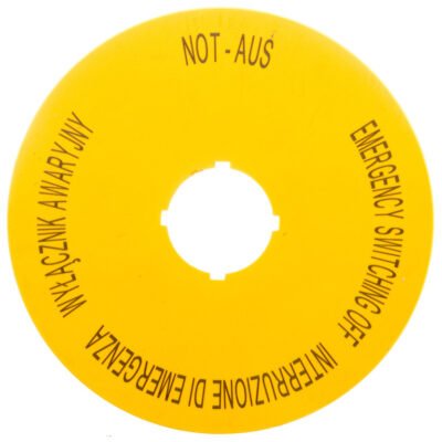Tabliczka opisowa żółta okrągła 90mm PL, GB, DE, I M22-XAK5 167641